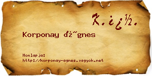 Korponay Ágnes névjegykártya